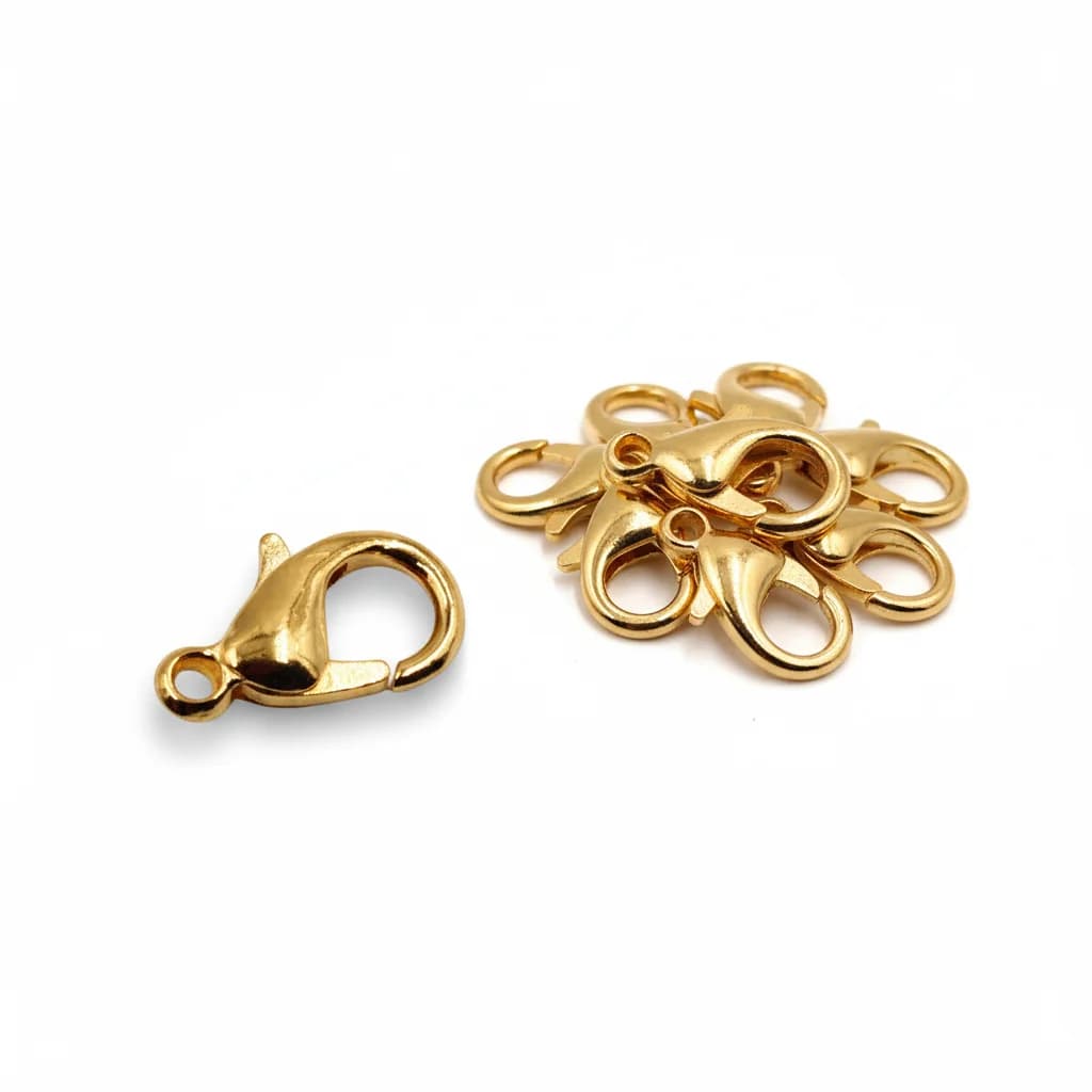 Fecho Lagosta Dourado 12mm Em Zamac Com 50un