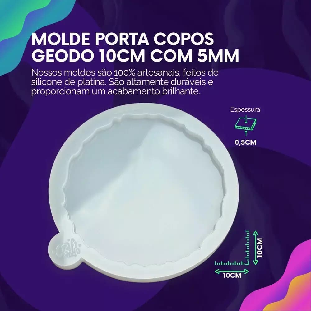 [***BAZAR***] Molde de Silicone Para Resina Porta Copos Geodo 10cm com 5mm