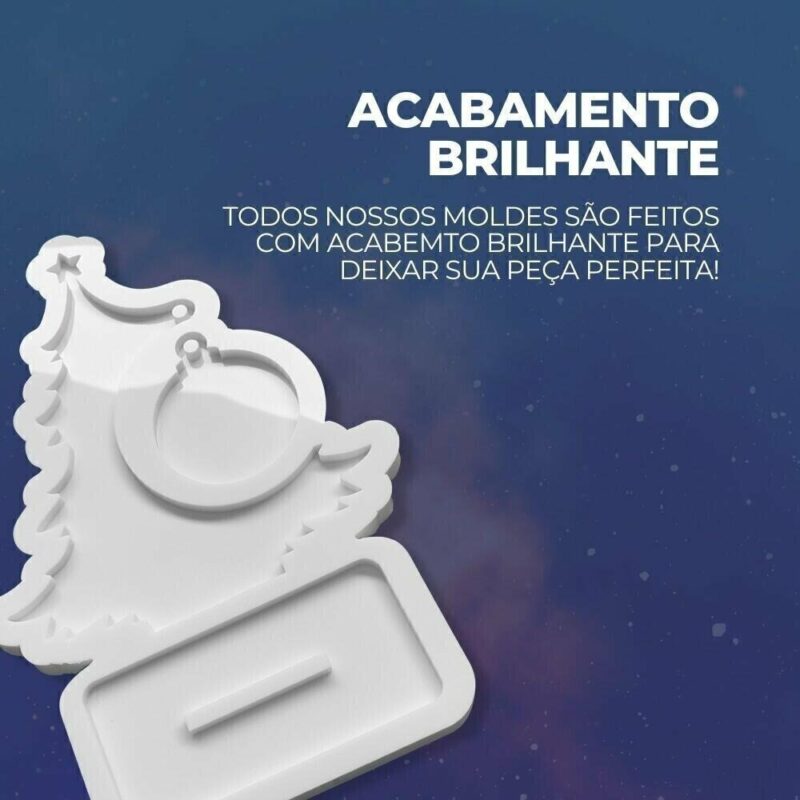 Molde de Silicone Para Resina Epóxi Arvore de Natal com Bolinha - Imagem 3