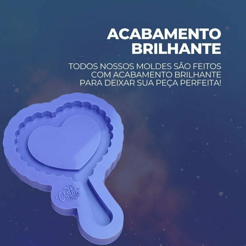 Molde de Silicone Para Resina Epóxi Mini Espelho Coração Bordado - Imagem 3