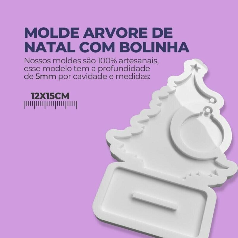 Molde de Silicone Para Resina Epóxi Arvore de Natal com Bolinha - Imagem 2